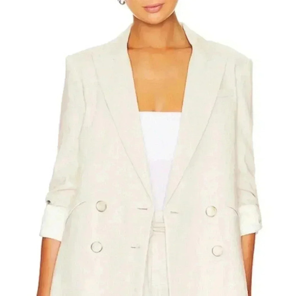NWT Veronica Beard Parineti Linen Metallic Cream Silver Dickey Blazer Jacket 2 - Picture 16 of 16